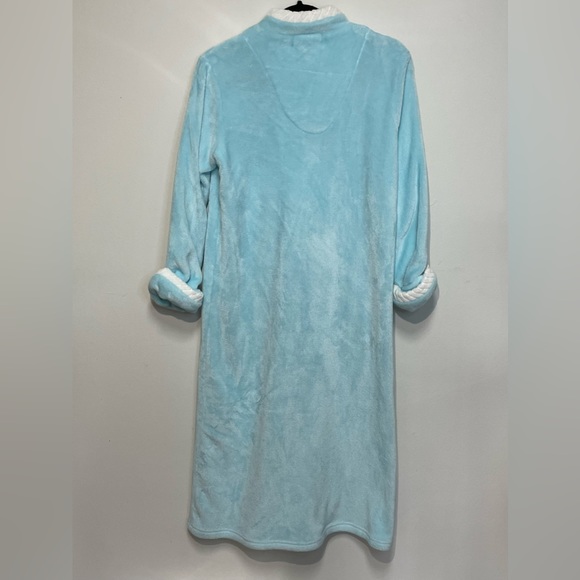 Miss Elaine Zip-up Robe / House Coat Blue Petite S - Picture 3 of 5